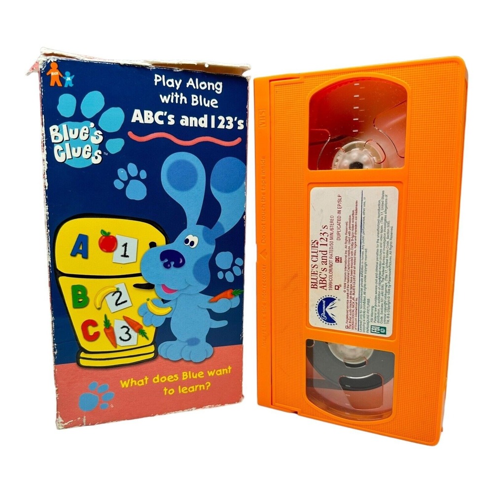 Blue's Clues ABC's And‎ 123's (VHS, 1999) Rare Orange Tape - Tested, Works